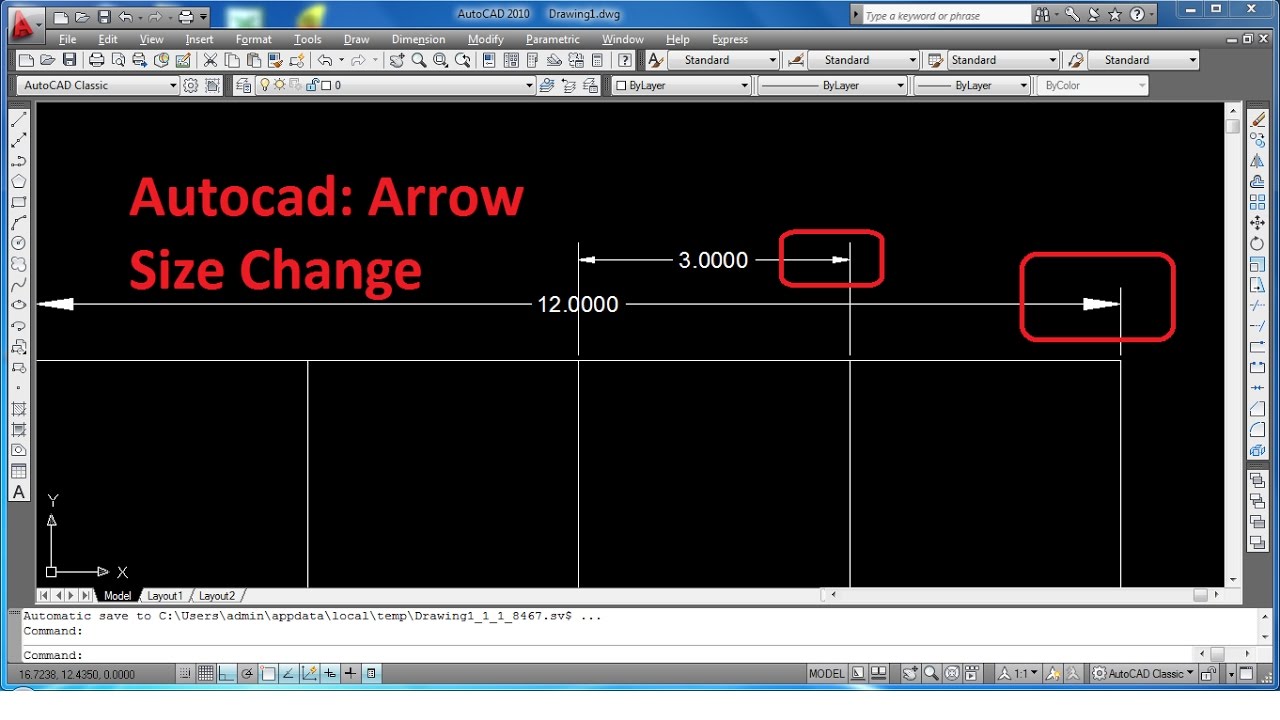 add arrow to line autocad